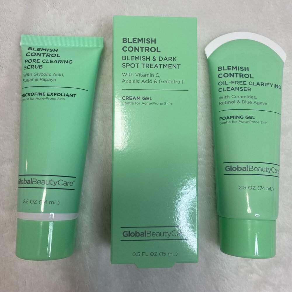 Global Beauty Care Blemish Control 3-Piece Set With Scrub Treatment & Cleanser